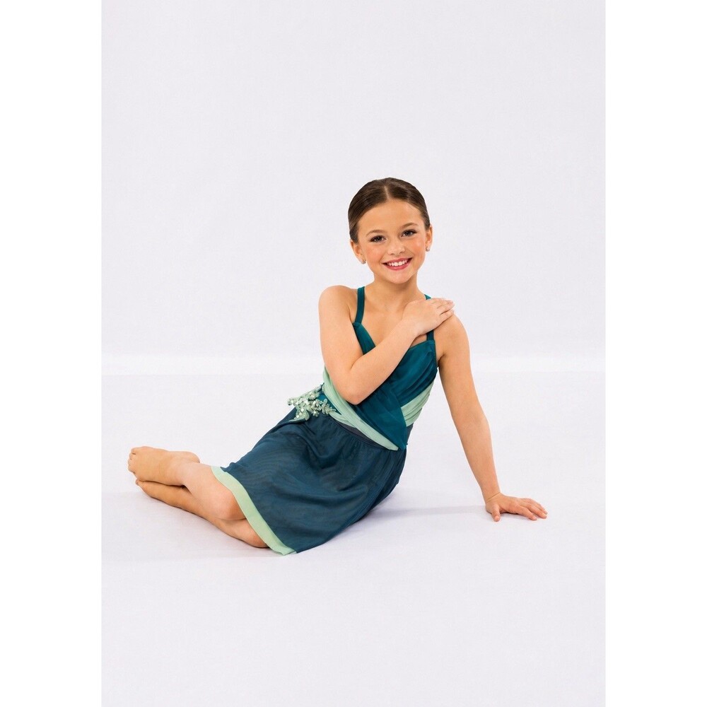 Weissman Green Mesh Drape Dress for Lyrical/Contemporary Dance IC
